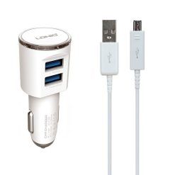شارژر فندکی الدینیو مدل DL-C29 به همراه کابل تبدیل microUSB
