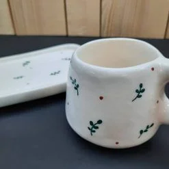 ست بشقاب و ماگ سرامیکی مدل LEAVES کد SHR 2006