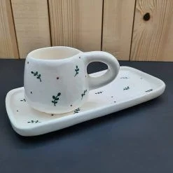 ست بشقاب و ماگ سرامیکی مدل LEAVES کد SHR 2006