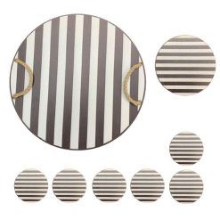 سینی مدل STRIPE کد SHR 863 به همراه زیر قابلمه و زیر لیوانی