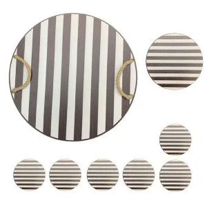 سینی مدل STRIPE کد SHR 863 به همراه زیر قابلمه و زیر لیوانی