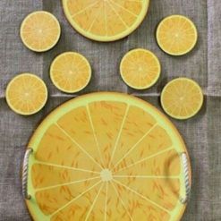 سینی مدل LEMON کد SHR 862 به همراه زیر قابلمه و زیر لیوانی