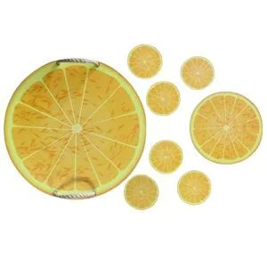 سینی مدل LEMON کد SHR 862 به همراه زیر قابلمه و زیر لیوانی